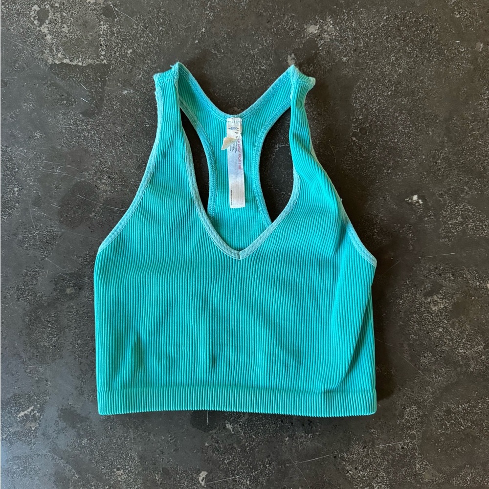 FP Movement by Free People Turquoise Ribbed Crop Top